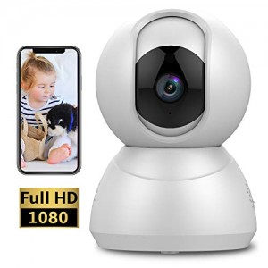 Camera IP Wifi 1080p Telecamera di Sorveglianza con Rotazione a 360°, Visione Notturna, Audio-Bidirezionale, Notifiche di Movimento, Servizio Cloud - App iOS/Android