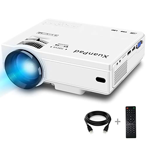 XuanPad Mini Proiettore 2400 Lumens, 55000 ore Portatile Videoproiettore Home Theater Proiettori, compatibile con Amazon Fire TV Stick1080P HDMI VGA USB