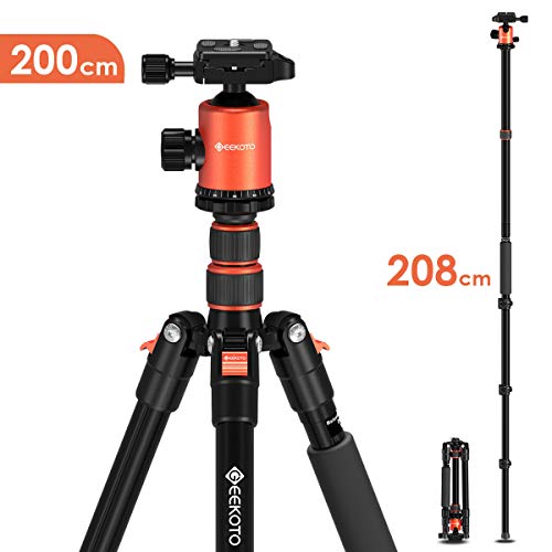 Treppiede Treppiedi Fotocamera 200cm, Cavalletto Monopiede Portatible Alluminio con 360° Testa a Sfera Panoramica, 1/4” Piastra Sgancio Rapido per DSLR Canon Nikon Sony Camera fino a 8kg