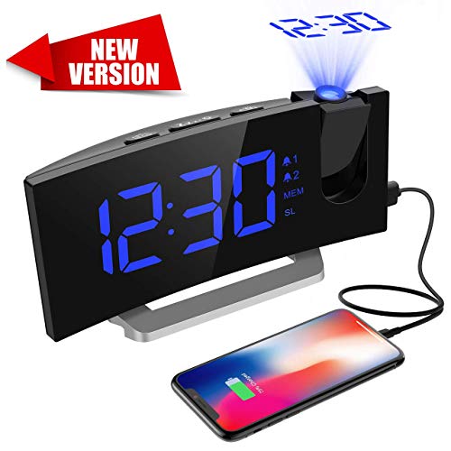 USB Porta di Ricarica Sleep Timer Funzione di Snooze FM Orologio con Doppi Allarmi Mpow Radiosveglia con Proiettore Dimmerabile Versione AGGIORNATA 5 Sveglia Digitale da Comodino 12/24 Ora 