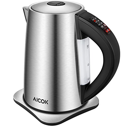 Bollitore Elettrico 6 Temperatura Regolabile(40°-100°) Bollitore in Acciaio Inox, 1.7L Bollitore da Acqua, Spegnimento Automatico, Thermally Insulated Handle, 2200W